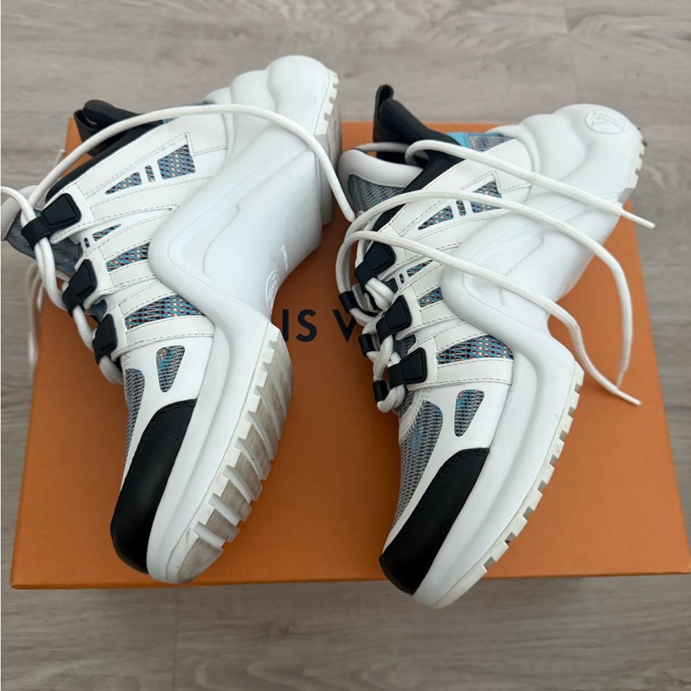 Louis Vuitton White and Blue Sneakers - Picture 2 of 8